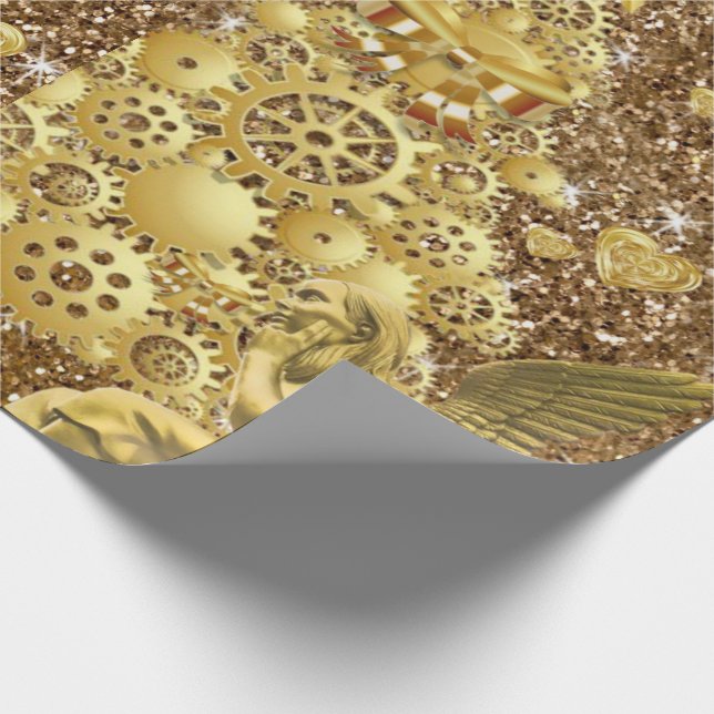 Christmas Wrapping Paper Gold Angel (Corner)