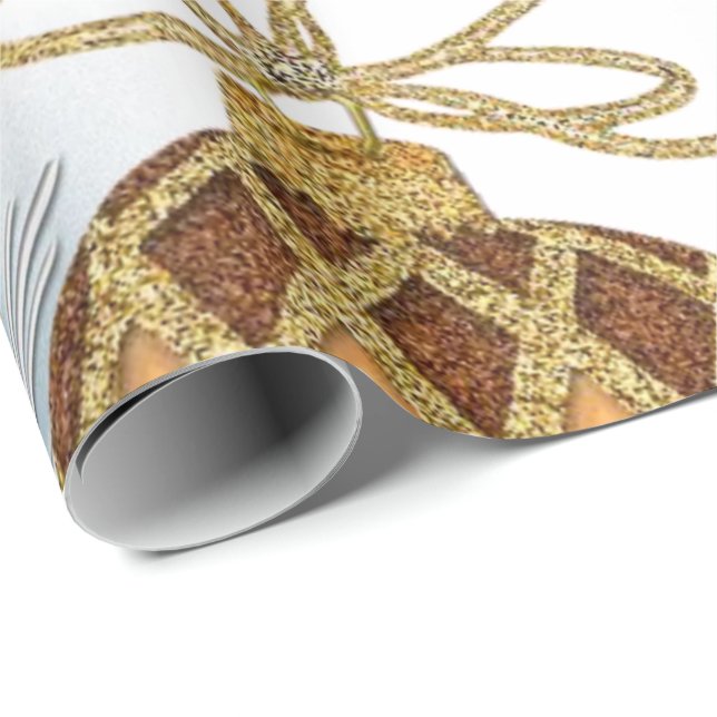 Christmas Wrapping Paper Gold Balls (Roll Corner)