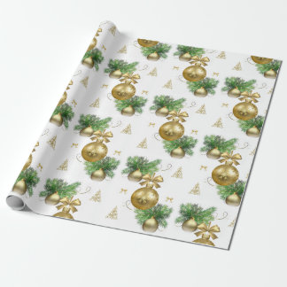 Christmas Wrapping Paper Gold Balls