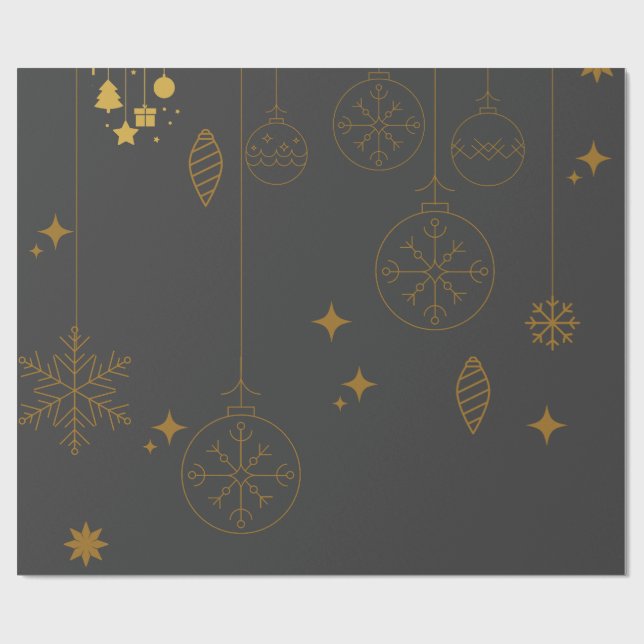 Christmas Wrapping Paper, Green and Gold Gifts Wrapping Paper (Flat)