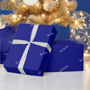 Christmas wrapping paper ho ho ho manly blue