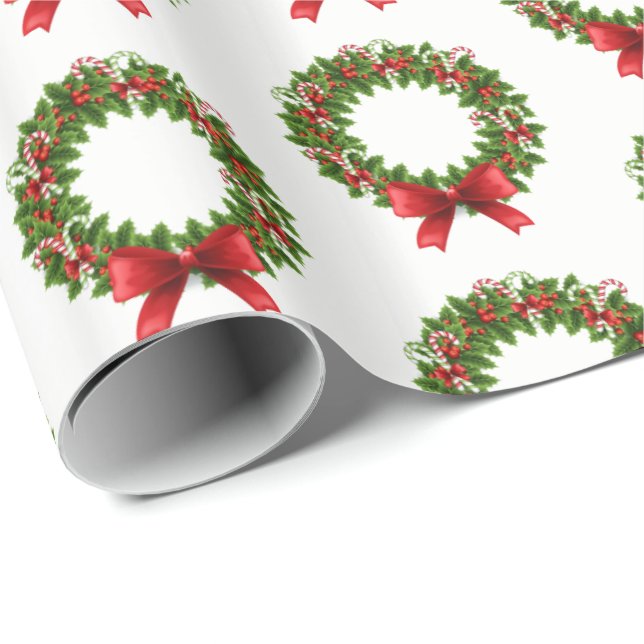 Christmas Wrapping Paper-Holiday Wreath Paper (Roll Corner)