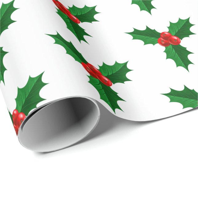 Christmas Wrapping Paper-Holly Paper (Roll Corner)