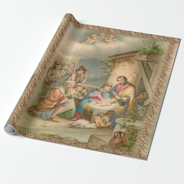 Christmas Wrapping Paper Jesus (Unrolled)