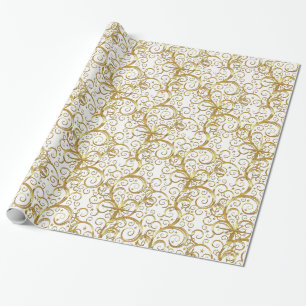 Christmas Wrapping Paper-Majesty Gold Swirls Paper