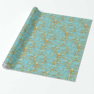 Christmas Wrapping Paper-Majesty Golden Swirls Paper