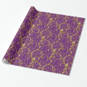Christmas Wrapping Paper-Majesty Golden Swirls Wrapping Paper