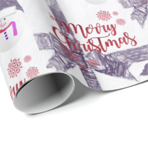 Christmas Wrapping Paper Merry Christmas Snowman