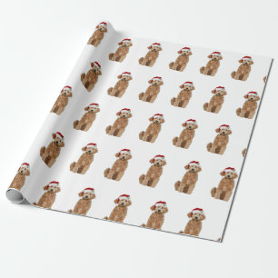 Christmas wrapping paper of golden doodle