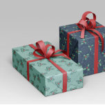 Christmas wrapping Paper on Turquoise<br><div class="desc">Gift paper with turquoise background and details of snowflakes and placebo branches.</div>