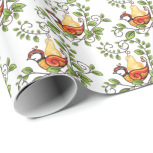 Christmas Wrapping Paper-Partridge In Pear Tree Paper