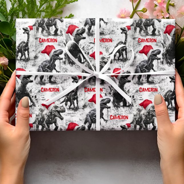 Christmas Wrapping Paper Personalised Dinosaur (Creator Uploaded)