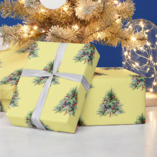 Christmas Wrapping Paper, Pine Yellow Christmas Paper