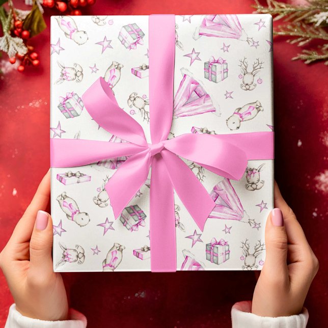 Christmas Wrapping Paper, Pink Woodland Christmas Paper (Creator Uploaded)