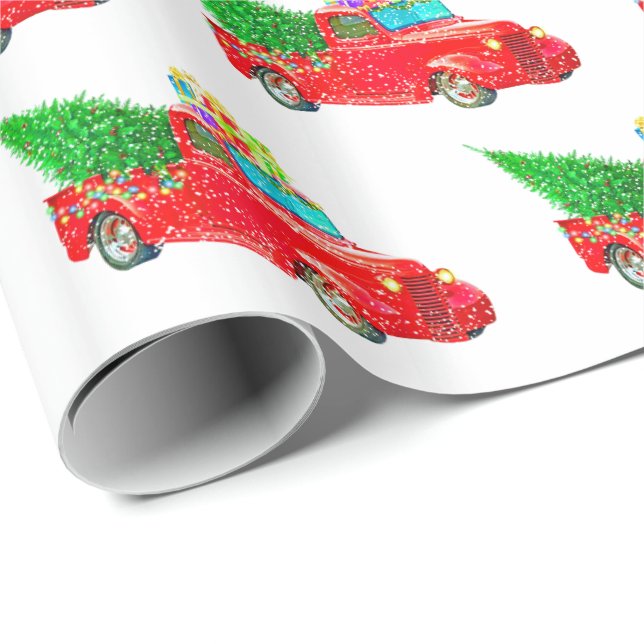 Christmas Wrapping Paper-Red Truck Paper (Roll Corner)