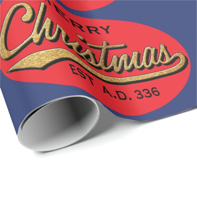 Christmas Wrapping Paper "Retro Merry Christmas" (Roll Corner)
