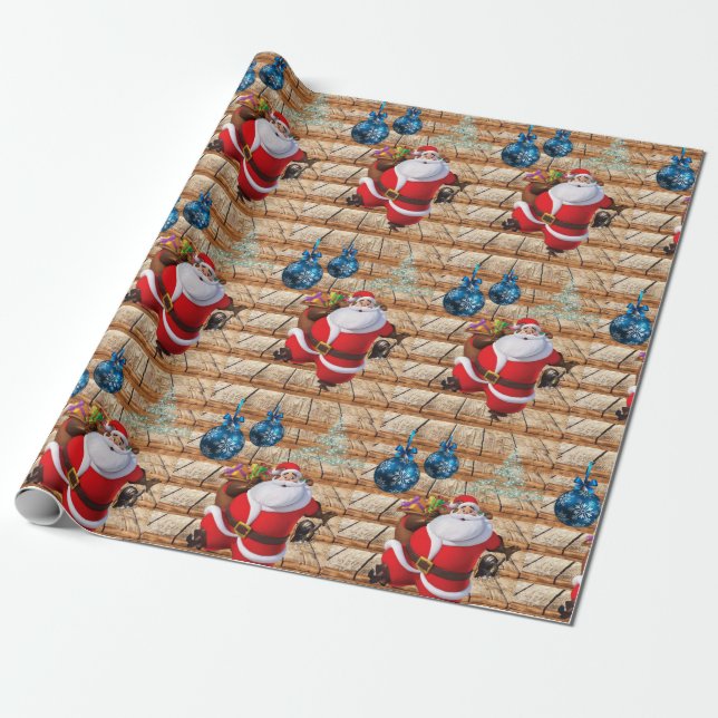Christmas Wrapping Paper Santa Claus (Unrolled)