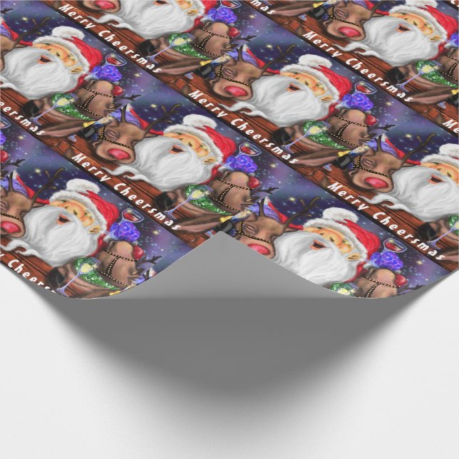 Christmas Wrapping Paper Santa with Reindeers (Corner)
