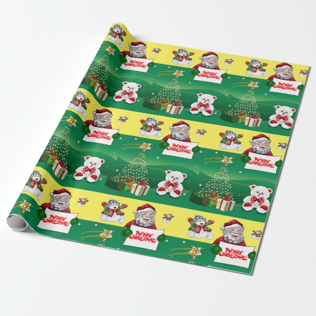 Christmas Wrapping Paper Snowman (Unrolled)