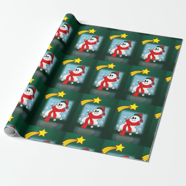 Christmas Wrapping Paper Snowman (Unrolled)