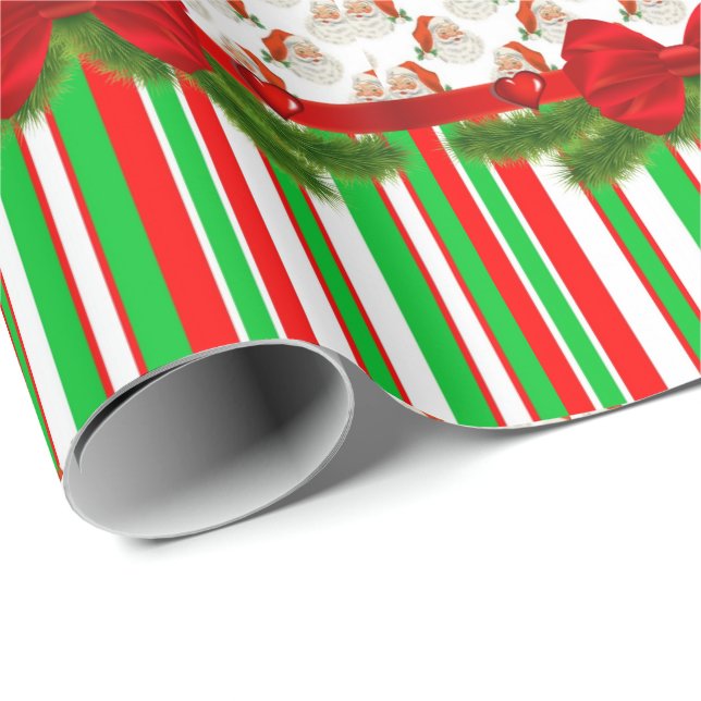 Christmas Wrapping Paper Stripe Santa (Roll Corner)