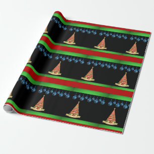 Christmas Wrapping Paper Tree Black