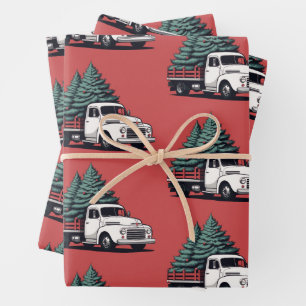 Christmas Wrapping Paper   Tree Truck Pattern