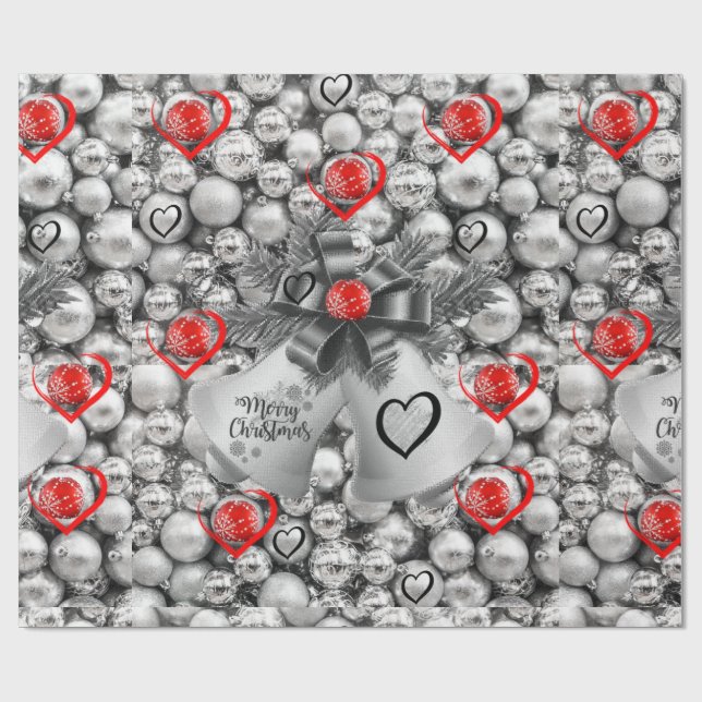 Christmas Wrapping Paper Vintage Hearts (Flat)