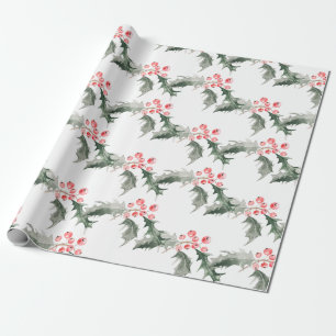 Christmas Wrapping Paper Watercolor Botanical