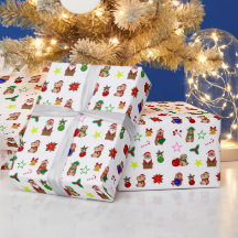 Christmas wrapping paper with capybaras