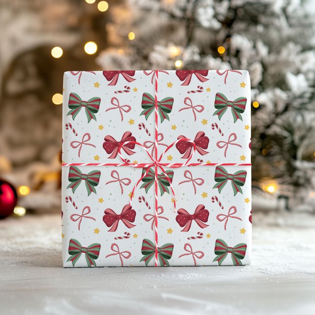 Christmas Wrapping Paper With Red and Green Bows (Creator Uploaded)