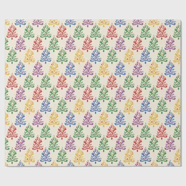 Christmas Wrapping Paper With Xmas Tree Theme (Flat)