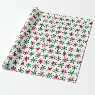 Christmas Wrapping Paper Xmas Snow Red Green Plaid