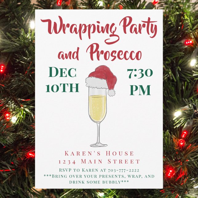 Christmas Wrapping Party and Prosecco Ladies Night Invitation (Creator Uploaded)