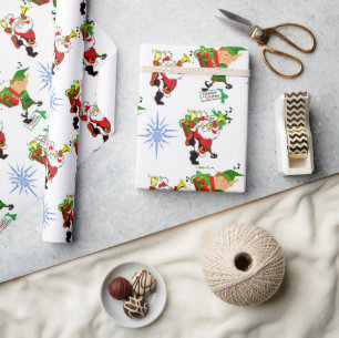 Christmas Wrapping  Santa Elf Snowman Paper