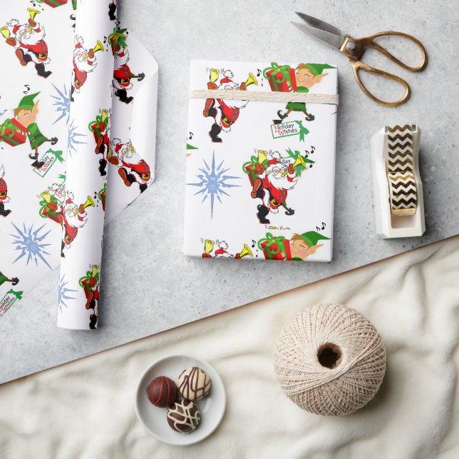 Christmas Wrapping  Santa Elf Snowman Paper (Crafts)
