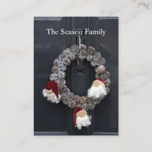 Christmas wreat on door new address enclosure card
