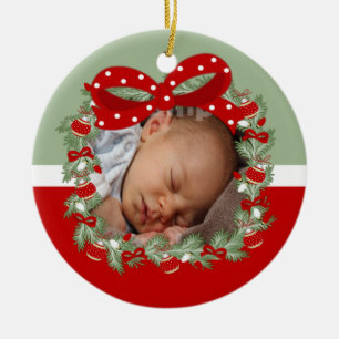 Christmas Wreath (2 sided) Personalised Ceramic Tree Decoration