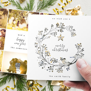 Christmas Wreath 8 Photo Collage Year in Review Holiday Card