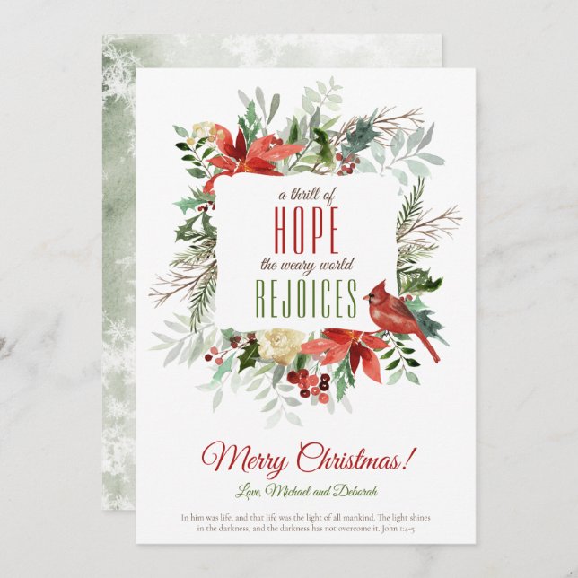Christmas Wreath A Thrill of Hope Holiday Card (Front/Back)