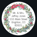 Christmas Wreath Address Sticker Label<br><div class="desc">"click to customise further" if you have any further editing that is needed.</div>