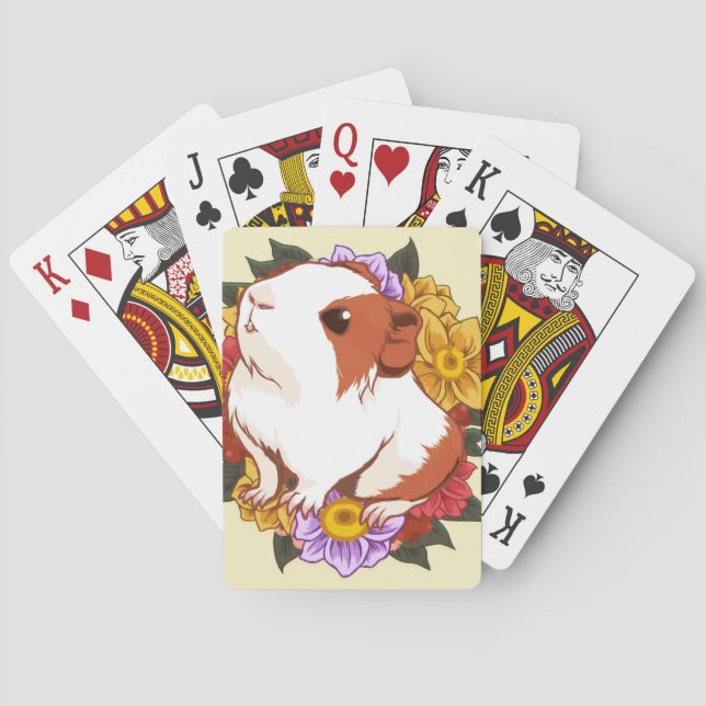 Christmas wreath and English guinea pig Playing Cards (Back)