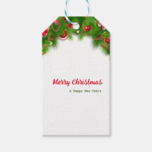 Christmas Wreath and Red Bulbs, and Presents  Gift Tags