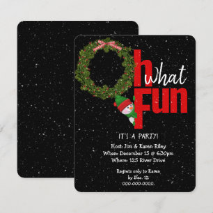 Christmas wreath and snowman party invite