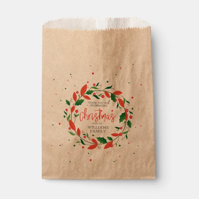 Christmas wreath and typography favour bags (Front)