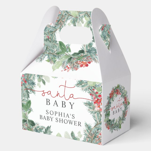 Christmas Wreath Baby Shower Favour Box (Front)