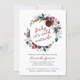 Christmas Wreath Baby Shower Invitation
