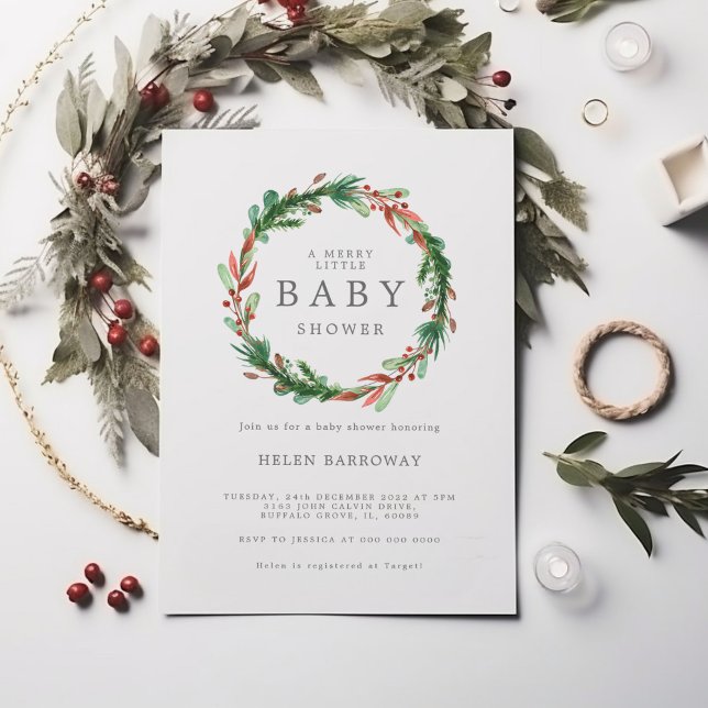 Christmas Wreath Baby Shower Invitation (Creator Uploaded)