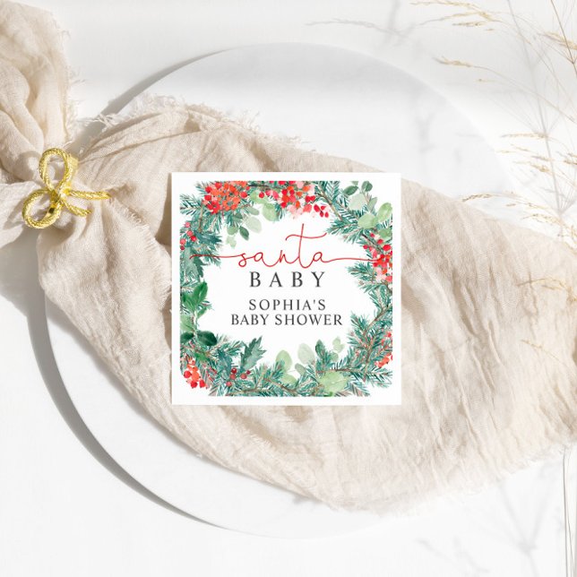 Christmas Wreath Baby Shower Napkins (Creator Uploaded)