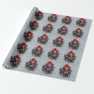 Christmas Wreath Barn Door Wrapping Paper